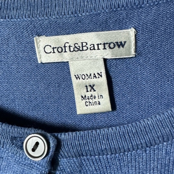 Croft & Barrow Blue Color Block Cardigan - Picture 2 of 4